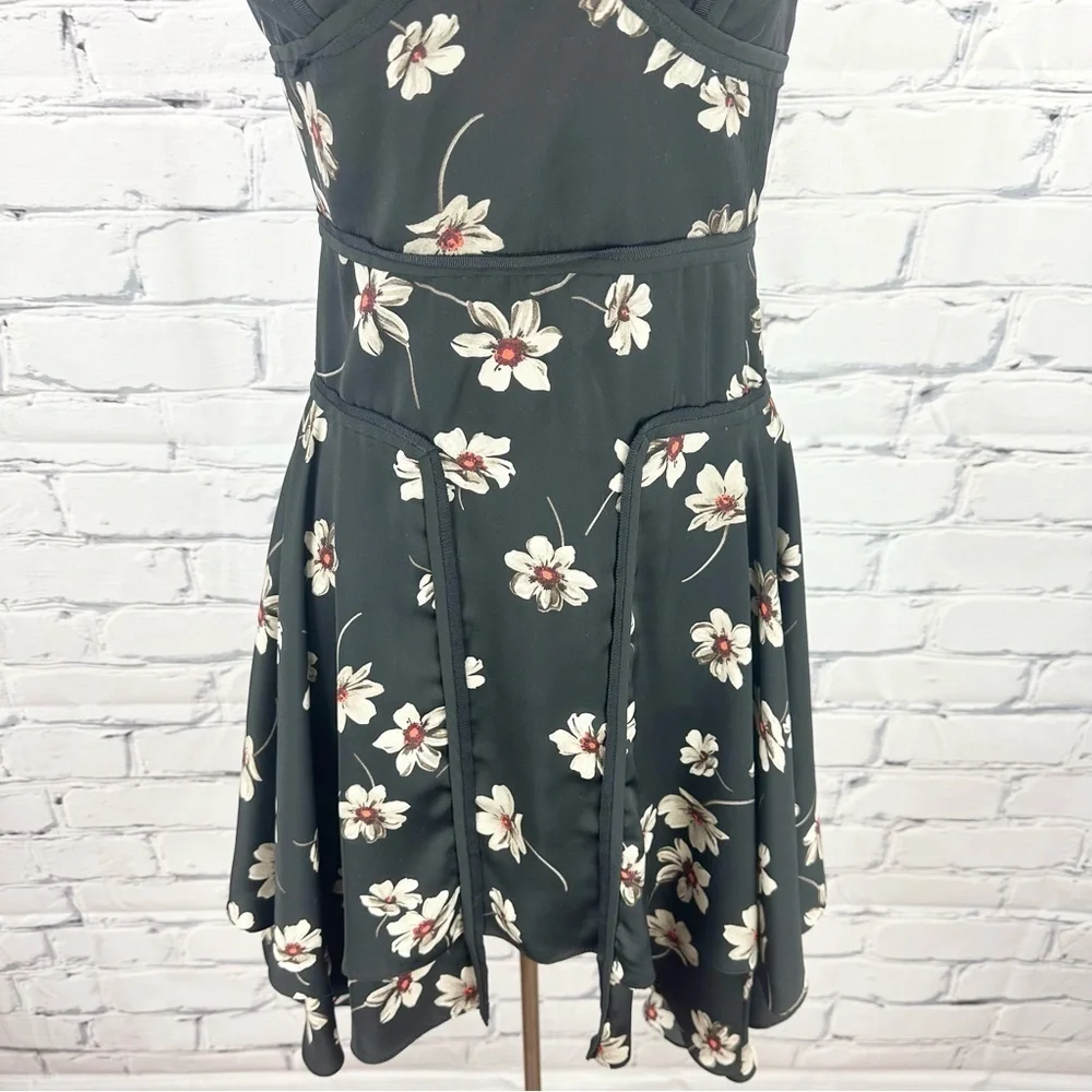 Zac Posen Womens Floral Chiffon Layered VNeck Dress Black Size 0 Sleeveless - Picture 8 of 15